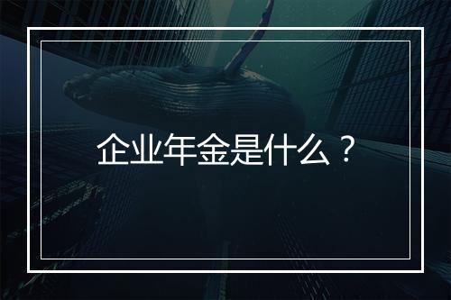 企业年金是什么？