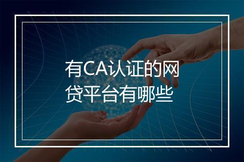 有CA认证的网贷平台有哪些