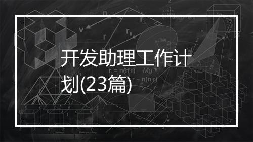 开发助理工作计划(23篇)