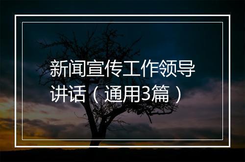 新闻宣传工作领导讲话（通用3篇）