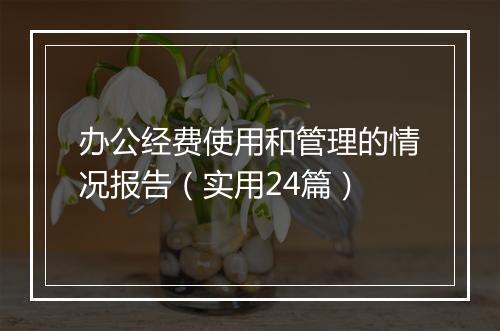 办公经费使用和管理的情况报告（实用24篇）