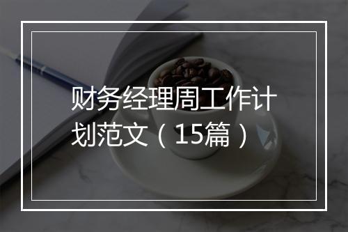 财务经理周工作计划范文（15篇）