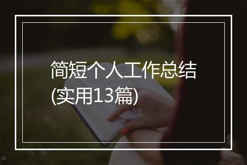 简短个人工作总结(实用13篇)