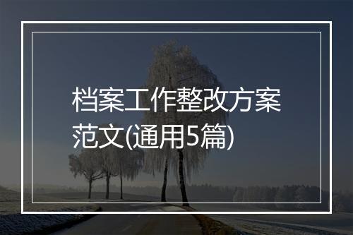 档案工作整改方案范文(通用5篇)