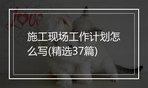 施工现场工作计划怎么写(精选37篇)