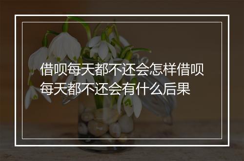 借呗每天都不还会怎样借呗每天都不还会有什么后果