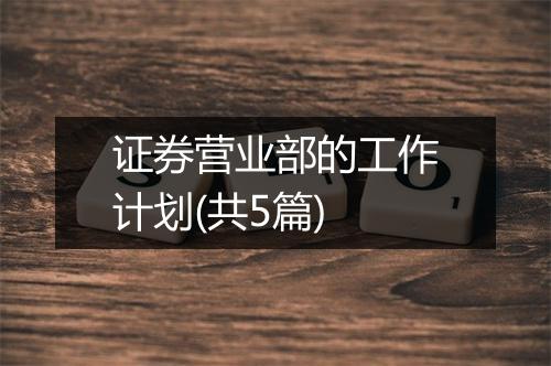 证券营业部的工作计划(共5篇)