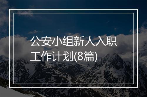 公安小组新人入职工作计划(8篇)