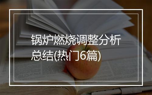 锅炉燃烧调整分析总结(热门6篇)
