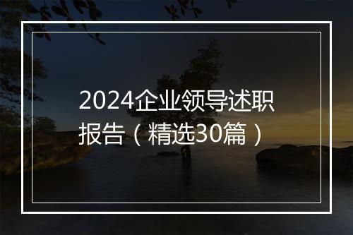2024企业领导述职报告（精选30篇）