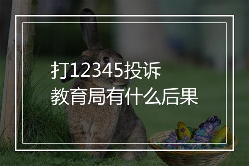 打12345投诉教育局有什么后果