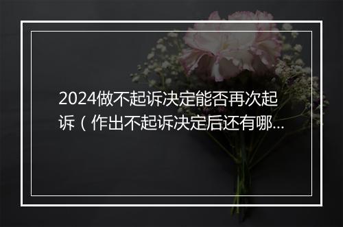 2024做不起诉决定能否再次起诉（作出不起诉决定后还有哪些流程）