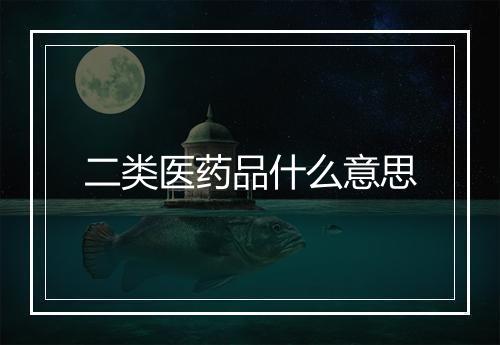 二类医药品什么意思