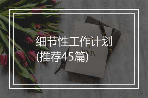 细节性工作计划(推荐45篇)