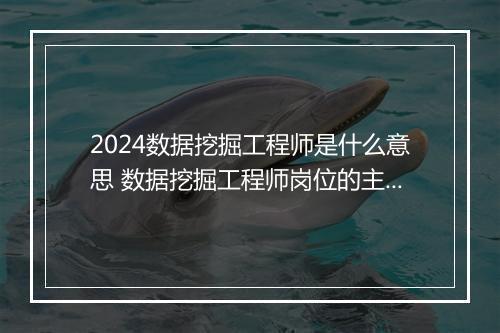 2024数据挖掘工程师是什么意思 数据挖掘工程师岗位的主要职责表述优选合集10篇