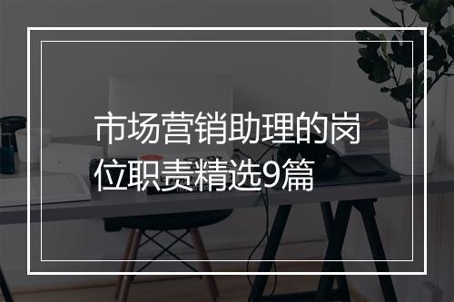 市场营销助理的岗位职责精选9篇