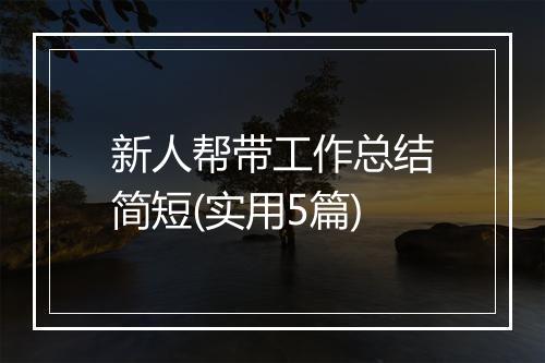 新人帮带工作总结简短(实用5篇)