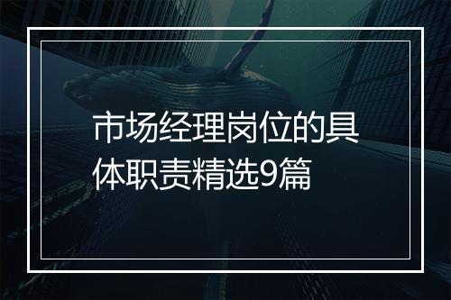 市场经理岗位的具体职责精选9篇