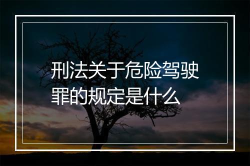 刑法关于危险驾驶罪的规定是什么