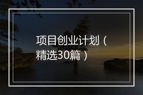 项目创业计划（精选30篇）