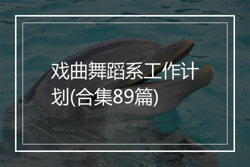 戏曲舞蹈系工作计划(合集89篇)