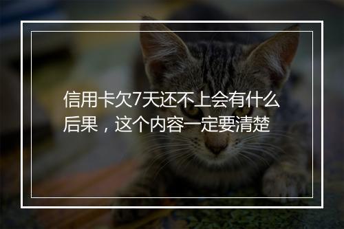 信用卡欠7天还不上会有什么后果，这个内容一定要清楚