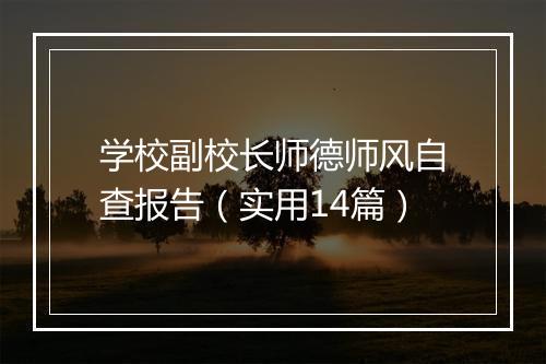 学校副校长师德师风自查报告（实用14篇）