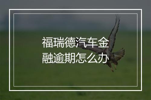 福瑞德汽车金融逾期怎么办