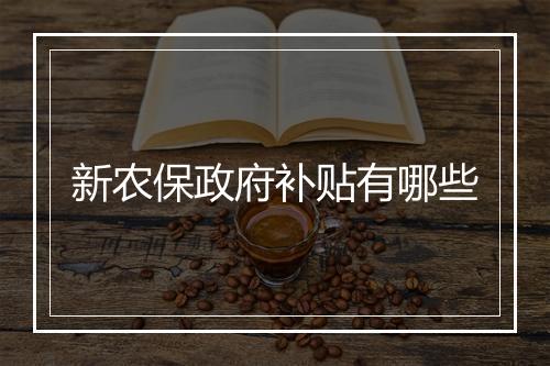 新农保政府补贴有哪些