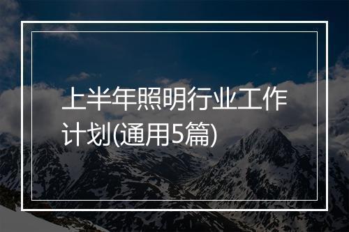 上半年照明行业工作计划(通用5篇)