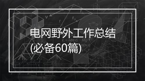 电网野外工作总结(必备60篇)