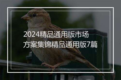 2024精品通用版市场方案集锦精品通用版7篇