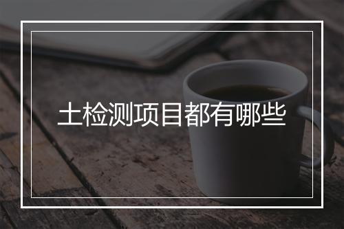 土检测项目都有哪些