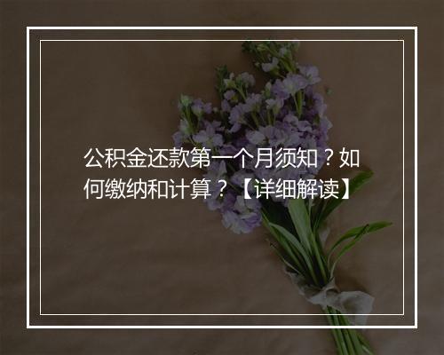 公积金还款第一个月须知？如何缴纳和计算？【详细解读】