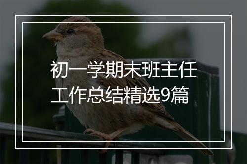 初一学期末班主任工作总结精选9篇