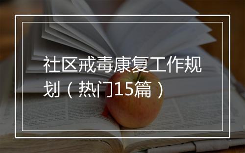 社区戒毒康复工作规划（热门15篇）