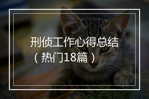刑侦工作心得总结（热门18篇）