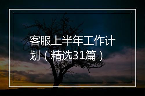 客服上半年工作计划（精选31篇）