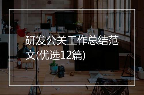 研发公关工作总结范文(优选12篇)