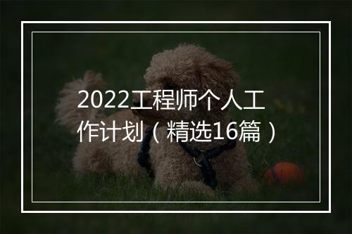 2022工程师个人工作计划（精选16篇）