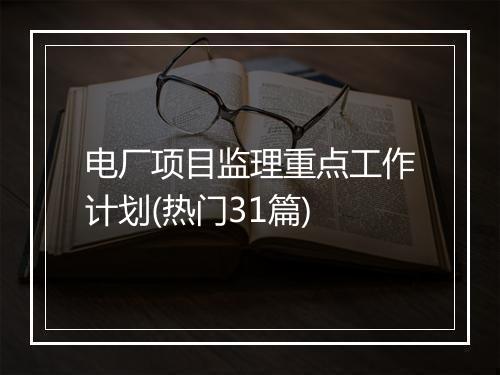 电厂项目监理重点工作计划(热门31篇)