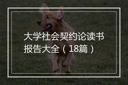大学社会契约论读书报告大全（18篇）