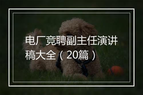 电厂竞聘副主任演讲稿大全（20篇）