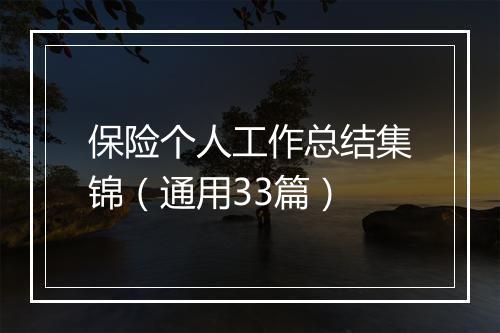 保险个人工作总结集锦（通用33篇）