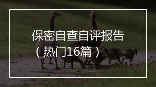 保密自查自评报告（热门16篇）