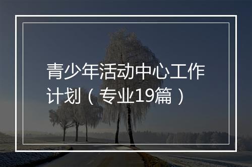 青少年活动中心工作计划（专业19篇）
