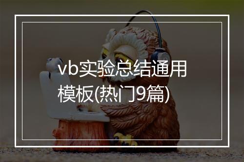 vb实验总结通用模板(热门9篇)