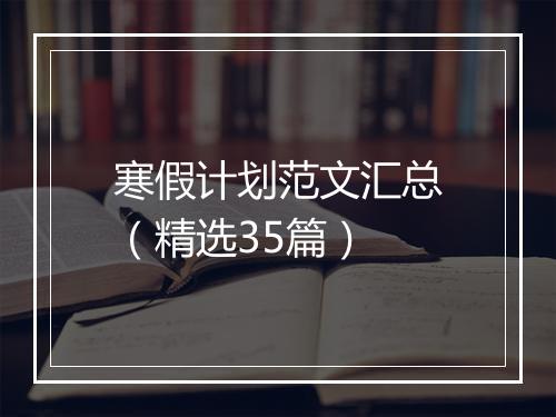 寒假计划范文汇总（精选35篇）