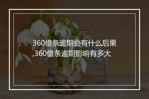 360借条逾期会有什么后果,360借条逾期影响有多大