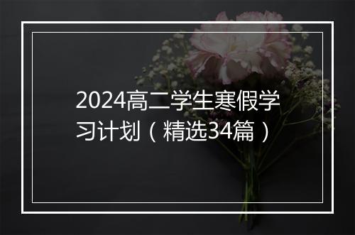 2024高二学生寒假学习计划（精选34篇）